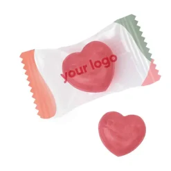 Gift Campaign Caramelle dure a cuore alla ciliegia con fibre in confezione singola> Caramelle Personalizzate