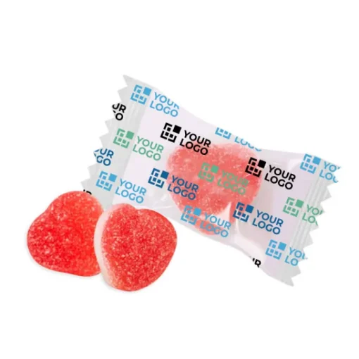 Gift Campaign Caramelle gommose zuccherate panna e a cuore in bustina singola> Caramelle Personalizzate