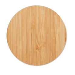 Gift Campaign Caricabatteria portatili personalizzabili rotondi in bambù 5W Natura></noscript> Caricabatterie