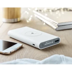 Gift Campaign Caricabatterie portatile da 8.000mAh con finitura gommata Wireless></noscript> Power Bank Personalizzati
