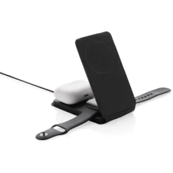 Gift Campaign Caricabatterie wireless 3 in 1 pieghevole con supporto per cellulare></noscript> Caricabatterie