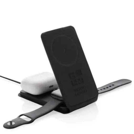Gift Campaign Caricabatterie wireless 3 in 1 pieghevole con supporto per cellulare> Caricabatterie