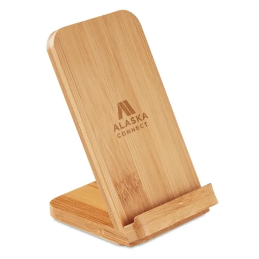 Gift Campaign Caricabatterie wireless con supporto in bambù 5W Natura Stand> Caricabatterie|Gadget Per L'Ufficio