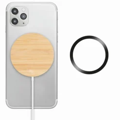 Gift Campaign Caricabatterie wireless magnetico rotondo in bambù 10W Magnet> Caricabatterie