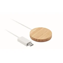 Gift Campaign Caricabatterie wireless magnetico rotondo in bambù 10W Magnet> Caricabatterie