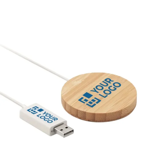 Gift Campaign Caricabatterie wireless magnetico rotondo in bambù 10W Magnet> Caricabatterie