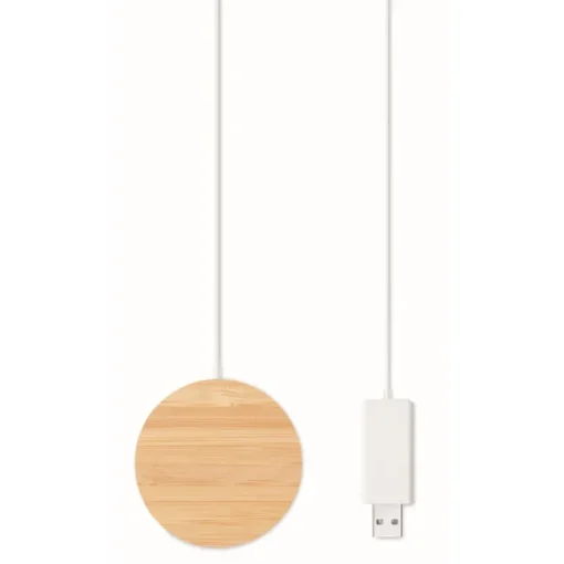 Gift Campaign Caricabatterie wireless magnetico rotondo in bambù 10W Magnet> Caricabatterie