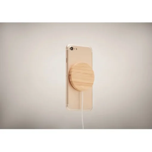 Gift Campaign Caricabatterie wireless magnetico rotondo in bambù 10W Magnet> Caricabatterie