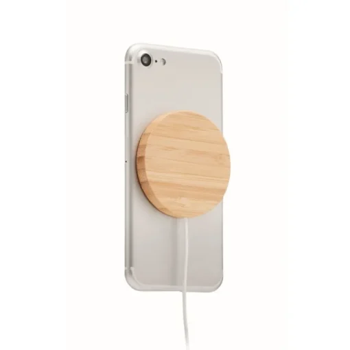 Gift Campaign Caricabatterie wireless magnetico rotondo in bambù 10W Magnet> Caricabatterie
