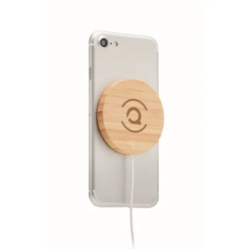 Gift Campaign Caricabatterie wireless magnetico rotondo in bambù 10W Magnet> Caricabatterie