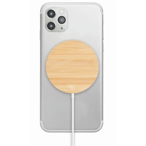 Gift Campaign Caricabatterie wireless magnetico rotondo in bambù 10W Magnet> Caricabatterie