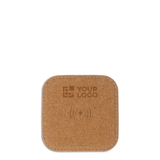 Gift Campaign Caricabatterie wireless quadrato in sughero certificato FSC da 5W> Caricabatterie