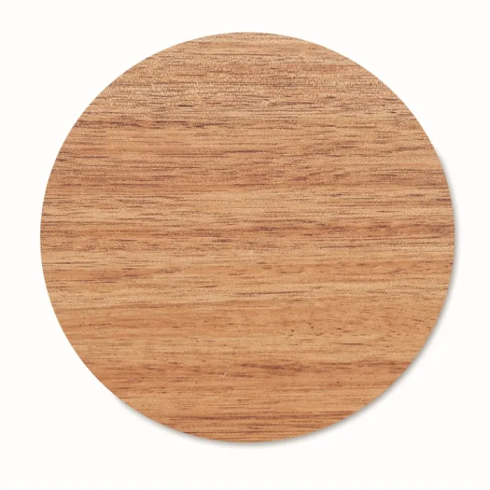 Gift Campaign Caricabatterie wireless rotondo in legno di acacia e PU riciclato 15W> Caricabatterie