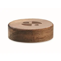 Gift Campaign Caricabatterie wireless rotondo in di acacia da 15W> Caricabatterie