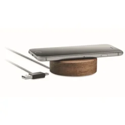 Gift Campaign Caricabatterie wireless rotondo in di acacia da 15W></noscript> Caricabatterie