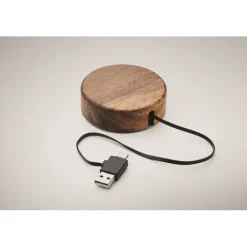Gift Campaign Caricabatterie wireless rotondo in di acacia da 15W></noscript> Caricabatterie