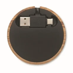 Gift Campaign Caricabatterie wireless rotondo in di acacia da 15W></noscript> Caricabatterie