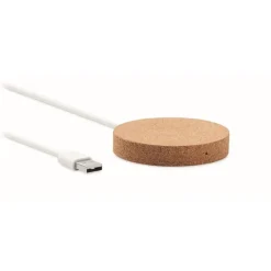 Gift Campaign Caricatore pubblicitario wireless di forma rotonda in sughero Fill> Caricabatterie
