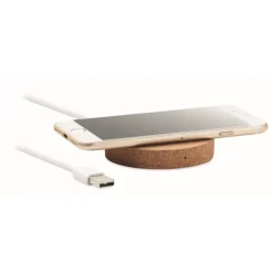 Gift Campaign Caricatore pubblicitario wireless di forma rotonda in sughero Fill> Caricabatterie