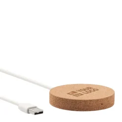 Gift Campaign Caricatore pubblicitario wireless di forma rotonda in sughero Fill></noscript> Caricabatterie