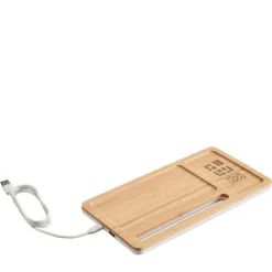Gift Campaign Caricatore wireles portaoggetti in bambù con supporto 5W Tidy> Caricabatterie|Gadget Per L'Ufficio