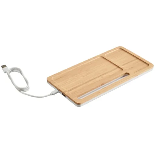 Gift Campaign Caricatore wireles portaoggetti in bambù con supporto 5W Tidy> Caricabatterie|Gadget Per L'Ufficio