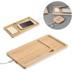 Gift Campaign Caricatore wireles portaoggetti in bambù con supporto 5W Tidy></noscript> Caricabatterie|Gadget Per L'Ufficio