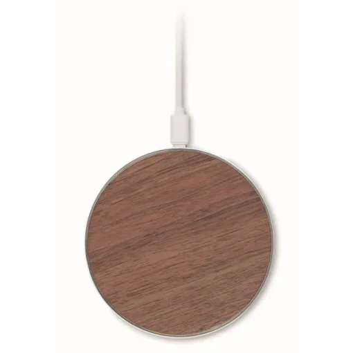 Gift Campaign Caricatore wireless con dettaglio superiore in di noce 15W> Caricabatterie