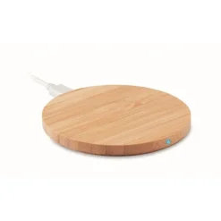 Gift Campaign Caricatore wireless in bambù a ricarica rapida con logo da 15W Natura> Caricabatterie