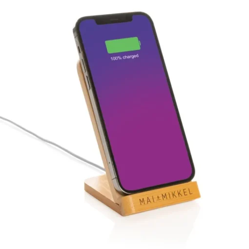 Gift Campaign Caricatore wireless in bambù con supporto 5W Natura Stand FSC> Caricabatterie