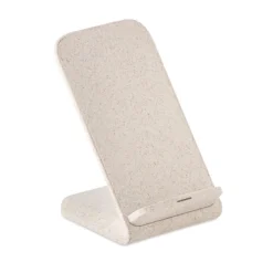 Gift Campaign Caricatore wireless in paglia e ABS con supporto 10W Natural Source> Caricabatterie