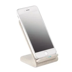 Gift Campaign Caricatore wireless in paglia e ABS con supporto 10W Natural Source> Caricabatterie