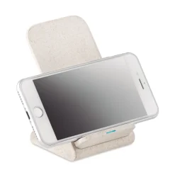 Gift Campaign Caricatore wireless in paglia e ABS con supporto 10W Natural Source></noscript> Caricabatterie