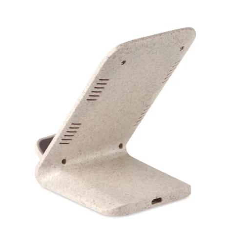 Gift Campaign Caricatore wireless in paglia e ABS con supporto 10W Natural Source> Caricabatterie