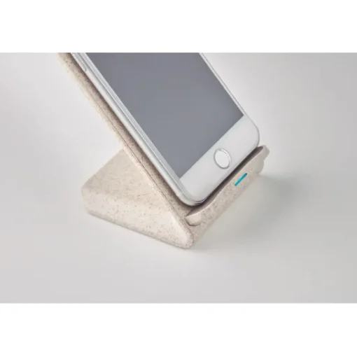 Gift Campaign Caricatore wireless in paglia e ABS con supporto 10W Natural Source> Caricabatterie