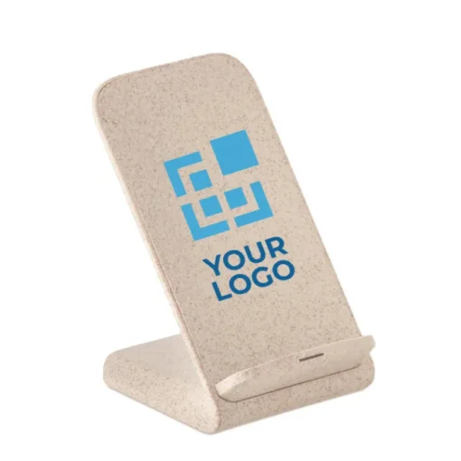 Gift Campaign Caricatore wireless in paglia e ABS con supporto 10W Natural Source> Caricabatterie