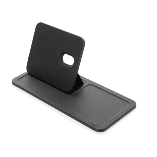 Gift Campaign Caricatore wireless pieghevole 3 in 1 e vassoio da tavolo in PU RCS> Caricabatterie