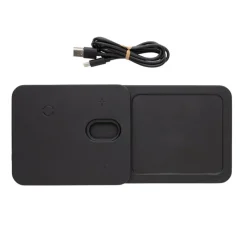 Gift Campaign Caricatore wireless pieghevole 3 in 1 e vassoio da tavolo in PU RCS></noscript> Caricabatterie