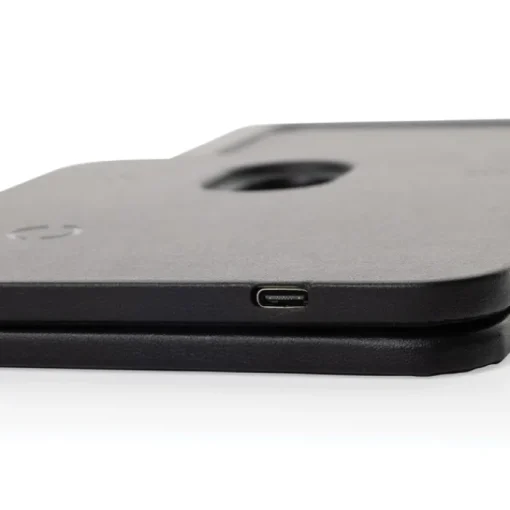 Gift Campaign Caricatore wireless pieghevole 3 in 1 e vassoio da tavolo in PU RCS> Caricabatterie