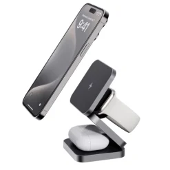 Gift Campaign Caricatore wireless portatile in alluminio riciclato per 3 dispositivi> Caricabatterie