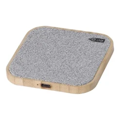 Gift Campaign Caricatore wireless quadrato in bambù con dettagli in RPET da 15W> Caricabatterie