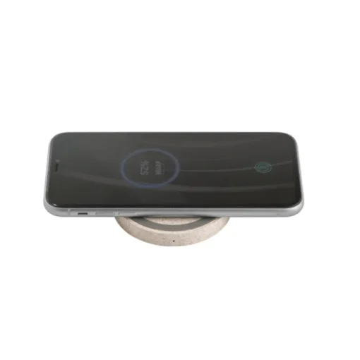 Gift Campaign Caricatore wireless rotondo in ABS e fibra di grano Natural Round Fast> Caricabatterie