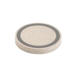 Gift Campaign Caricatore wireless rotondo in ABS e fibra di grano Natural Round Fast></noscript> Caricabatterie
