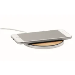 Gift Campaign Caricatore wireless rotondo da 10W personalizzato in bambù e ABS Fast> Caricabatterie