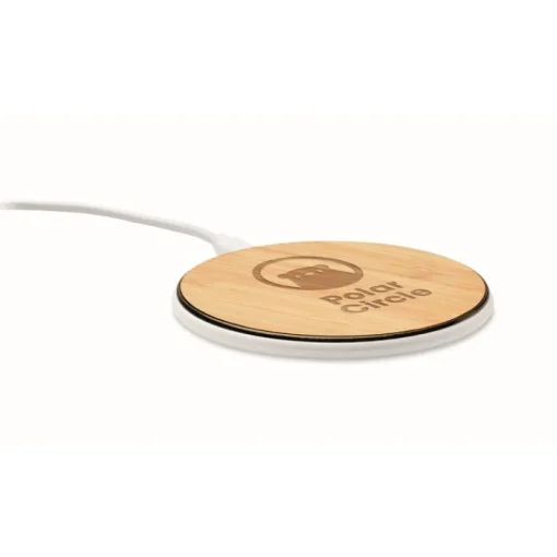Gift Campaign Caricatore wireless rotondo da 10W personalizzato in bambù e ABS Fast> Caricabatterie