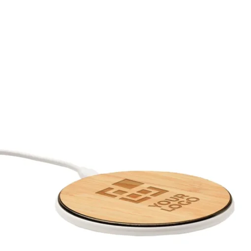 Gift Campaign Caricatore wireless rotondo da 10W personalizzato in bambù e ABS Fast> Caricabatterie