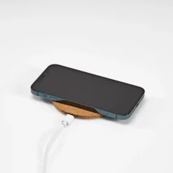 Gift Campaign Caricatore wireless rotondo in sughero da 15W con porta USB tipo C> Caricabatterie