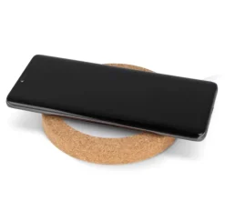 Gift Campaign Caricatore wireless rotondo in sughero e ABS riciclato da 15W> Caricabatterie