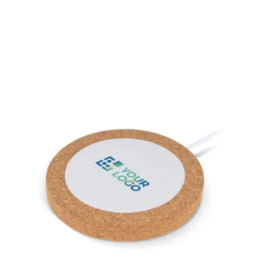 Gift Campaign Caricatore wireless rotondo in sughero e ABS riciclato da 15W> Caricabatterie