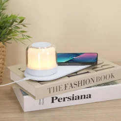 Gift Campaign Caricatore wireless 15W con lampada 12 LED a luce bianca e multicolore></noscript> Caricabatterie
